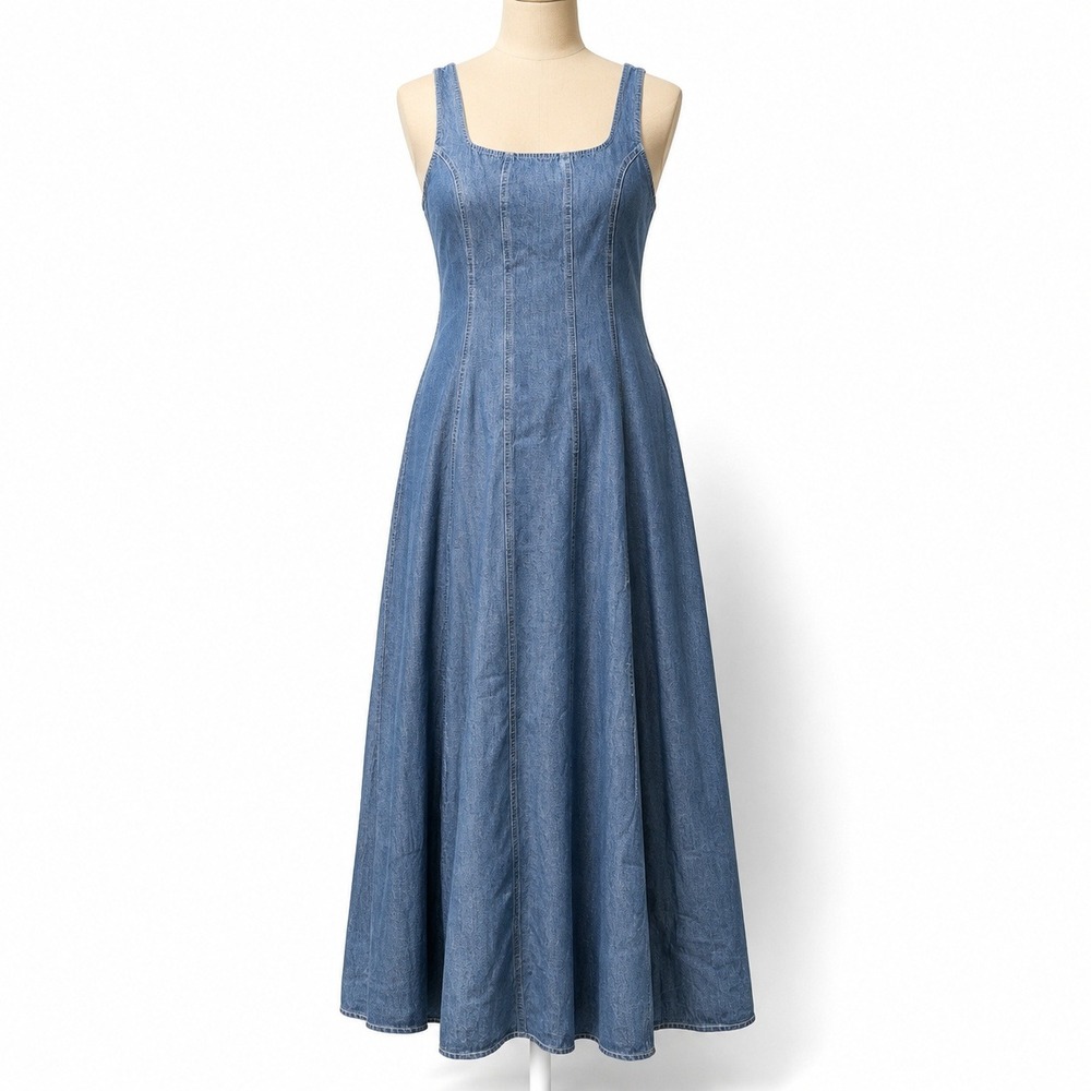 Baltic Born Sleeveless Denim Maxi Dress Size XL Blue Western Cottagecore Country